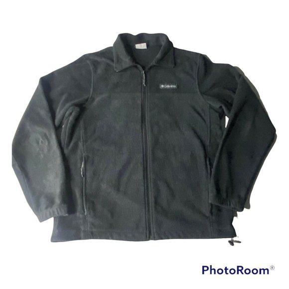 Columbia Mens Size Medium Solid Black Warm Fleece Full Zip Longsleeve Sweater - Picture 1 of 4